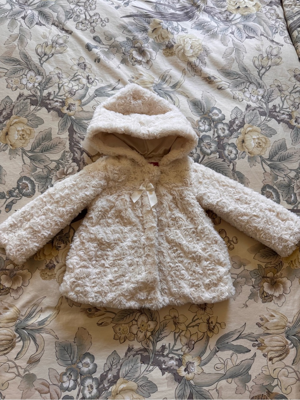Plush Hooded Baby Coat - Cream 24 Months